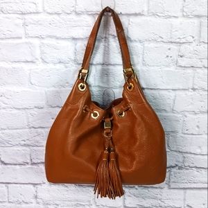 Michael Kors cognac pebbled leather hobo bag